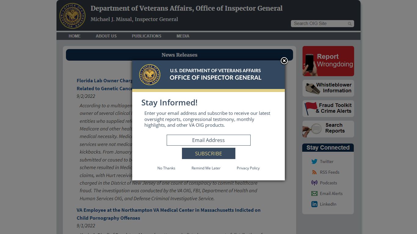 News Releases - Veterans Affairs