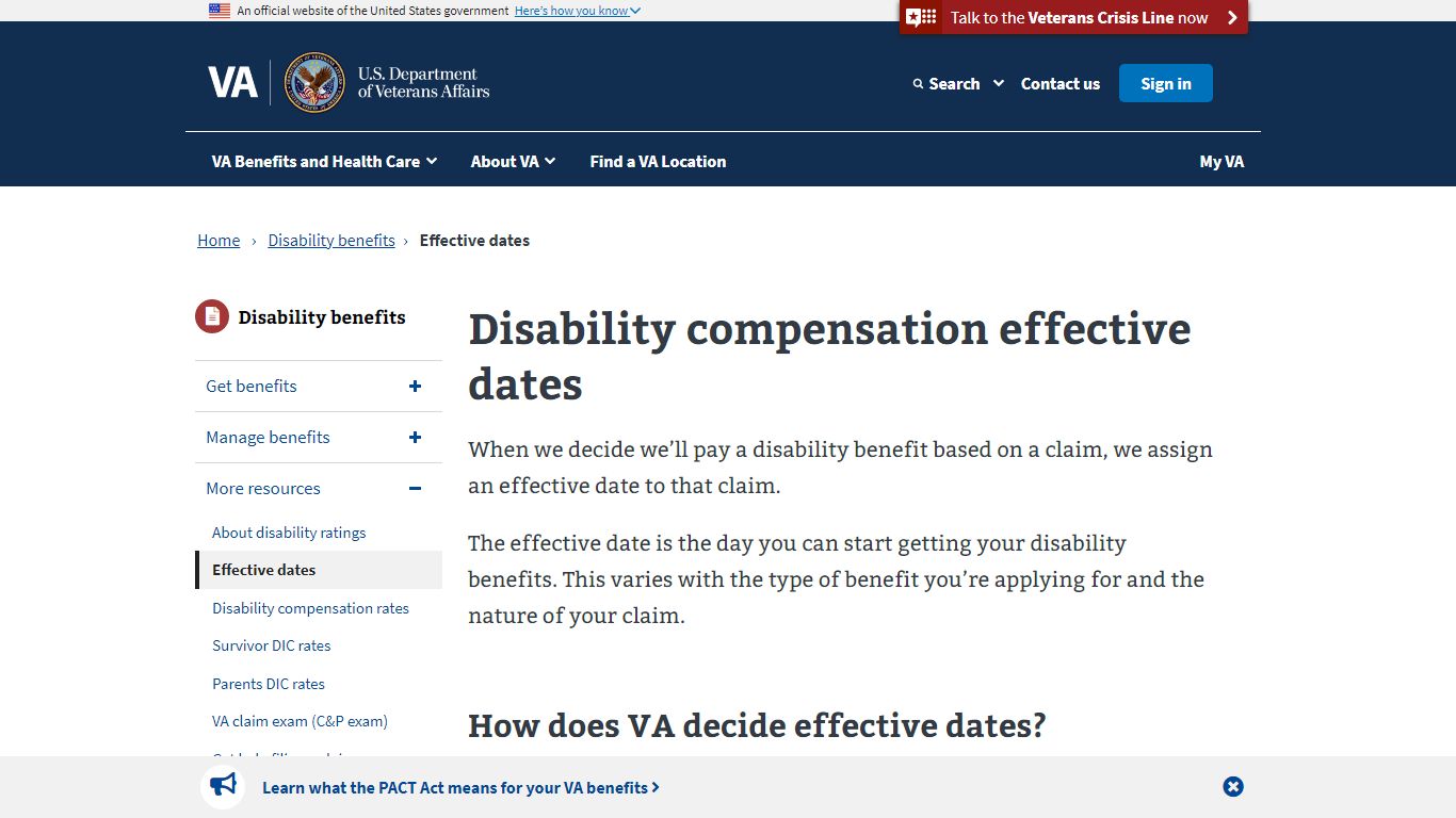 Effective Dates - Compensation - Veterans Affairs